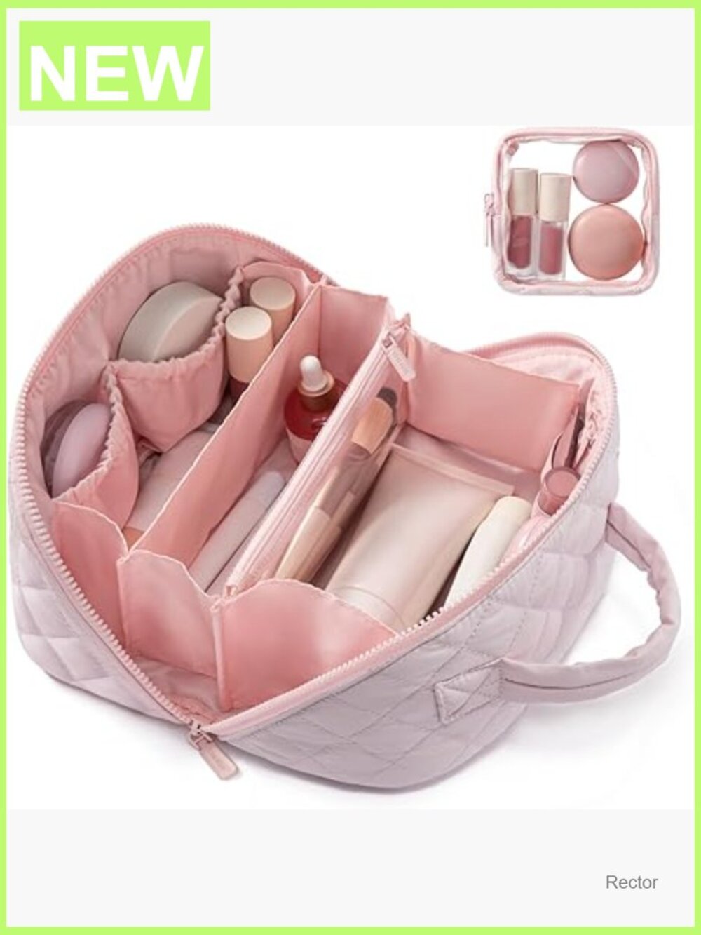 Large Travel Makeup Bag 2-Piece Set Waterproof Cosmetic Organizer Pouch
